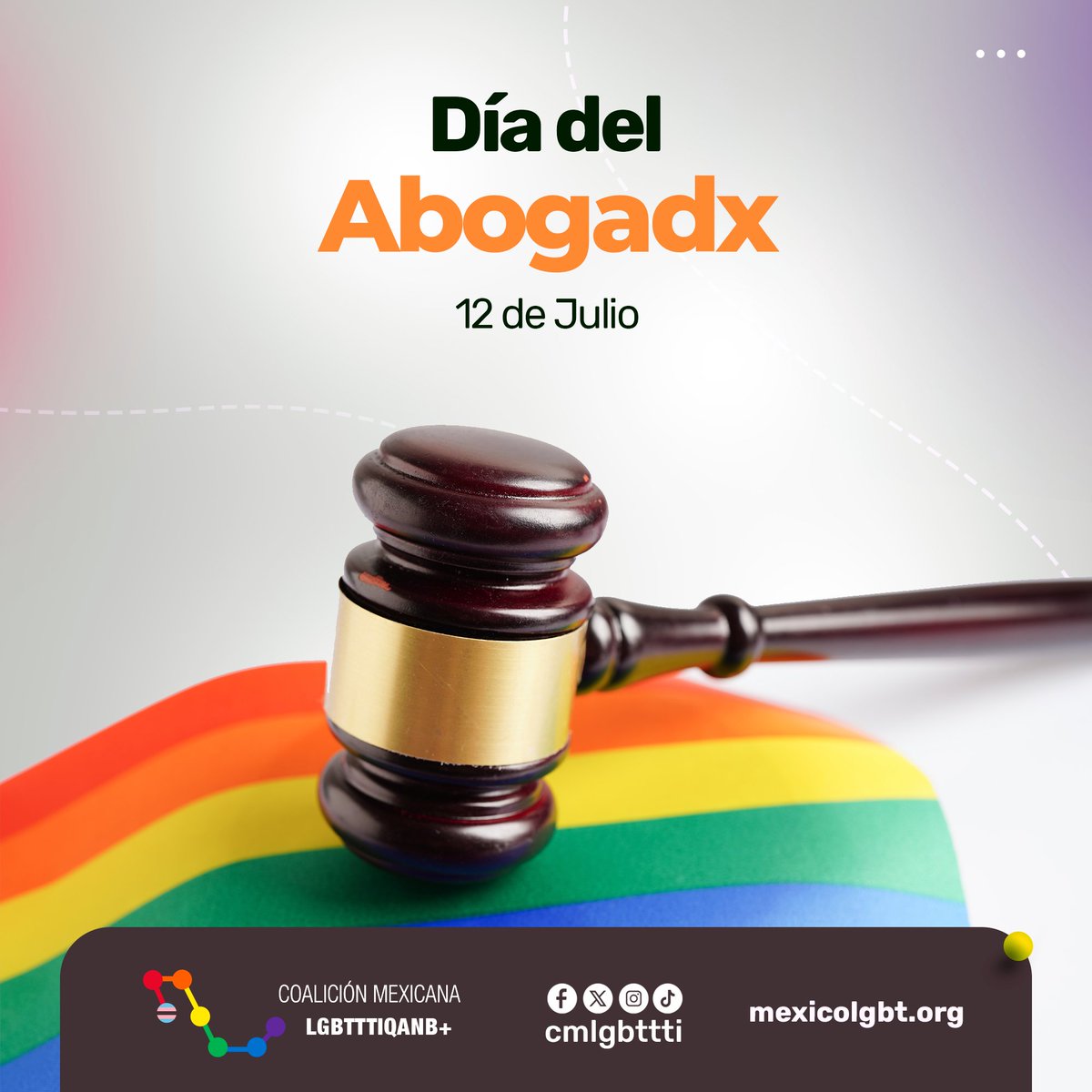cmlgbttti's tweet image. ⚖️ 12 de julio | Día del Abogadx 🏳️🌈
Hoy reconocemos a quienes, desde el derecho, defienden lo justo, lo digno y lo urgente.
A quienes acompañan a nuestras poblaciones LGBTIQA+ frente a la discriminación, la violencia institucional y la impunidad.
