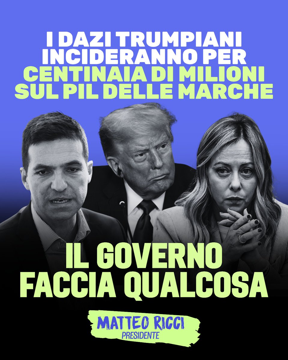 #Trump annuncia dazi al 30% all'Europa, rischiamo effetti devastanti per l'Italia e per le Marche. Come previsto, abbracci e sorrisi con Meloni non sono bastati. Ora basta ambiguità. L'Europa si muova unita per dare risposte a imprese e lavoratori.