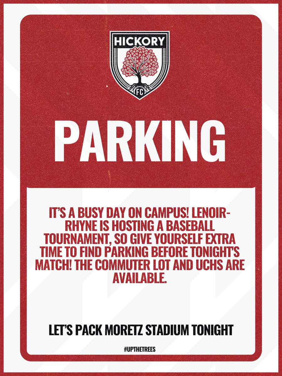 HickoryFC's tweet image. 🚗 PARKING UPDATE
✅ Available lots:
• Commuter Lot (off 7th Ave NE)
• UCHS Lot (by University Christian High School)
• Overflow Lot (off 8th Ave NE)
Let’s pack Moretz Stadium tonight — arrive early, park smart, and get loud.
#UpTheTrees 🌳