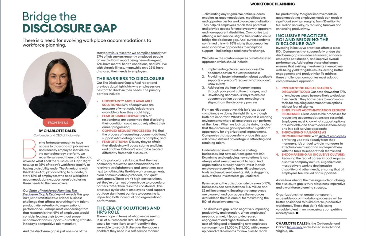Inclusively is thrilled that our CEO and Co-founder, Charlotte Dales was featured in HR Future. Tell us how you are bridging the disclosure gap and connect with us on how Retain by Inclusively can provide you with real-time data and insights 
#RetainByInclusively 
#DisclosureGap