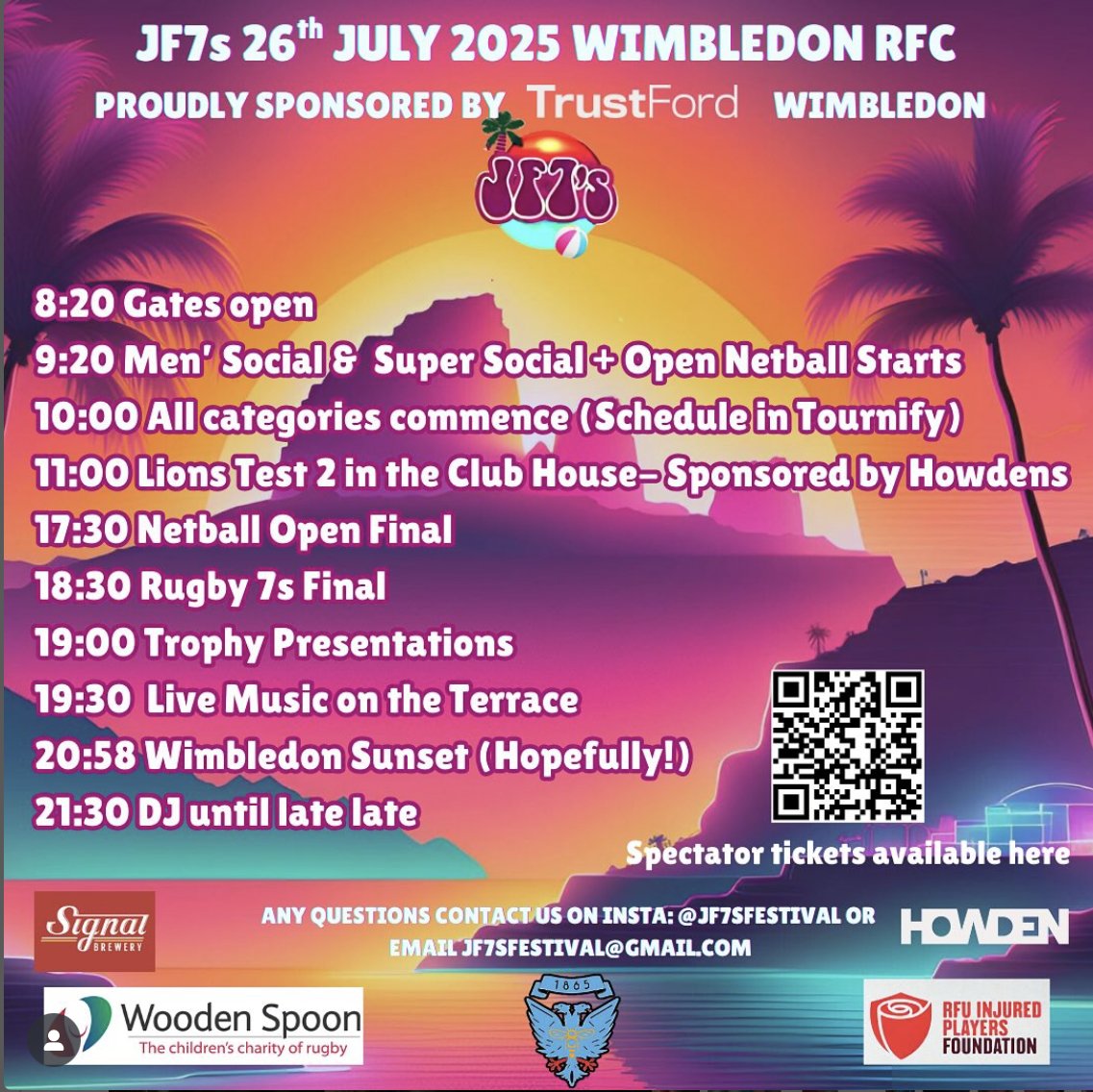 RFUIPF (@therugbycharity) on Twitter photo 2 weeks to go until the #JF7s @wimbledon_rfc 🙌
🎟️Get your spectators’ tickets now – buytickets.at/wimbledonrfc
🏉🏐 On Sat 26 July you can enjoy watching the <a href="/lionsofficial/">British & Irish Lions</a> 2nd Test in the clubhouse, then a day of #rugby7s and #netball all rounded off with a sunset party! 🎉 2 weeks to go until the #JF7s @wimbledon_rfc 🙌
🎟️Get your spectators’ tickets now – buytickets.at/wimbledonrfc
🏉🏐 On Sat 26 July you can enjoy watching the <a href="/lionsofficial/">British & Irish Lions</a> 2nd Test in the clubhouse, then a day of #rugby7s and #netball all rounded off with a sunset party! 🎉