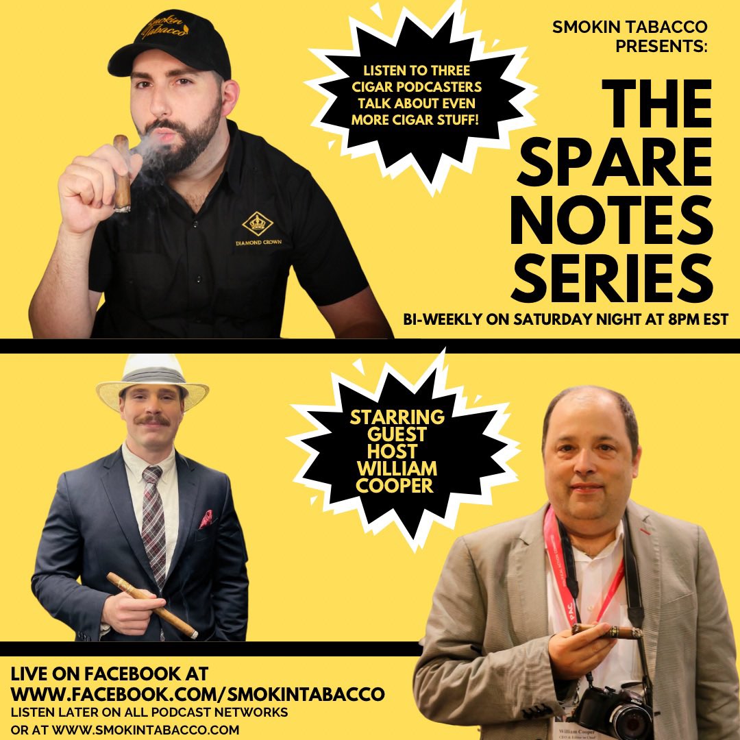 The gang returns for the Spare Notes Series tonight! Tune in live at 8PM EST! #podcasts #cigars