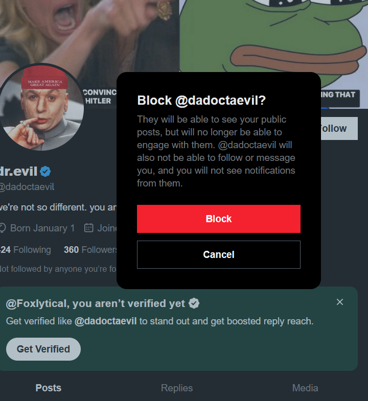 Blocked. This guy's an idiot go bully him