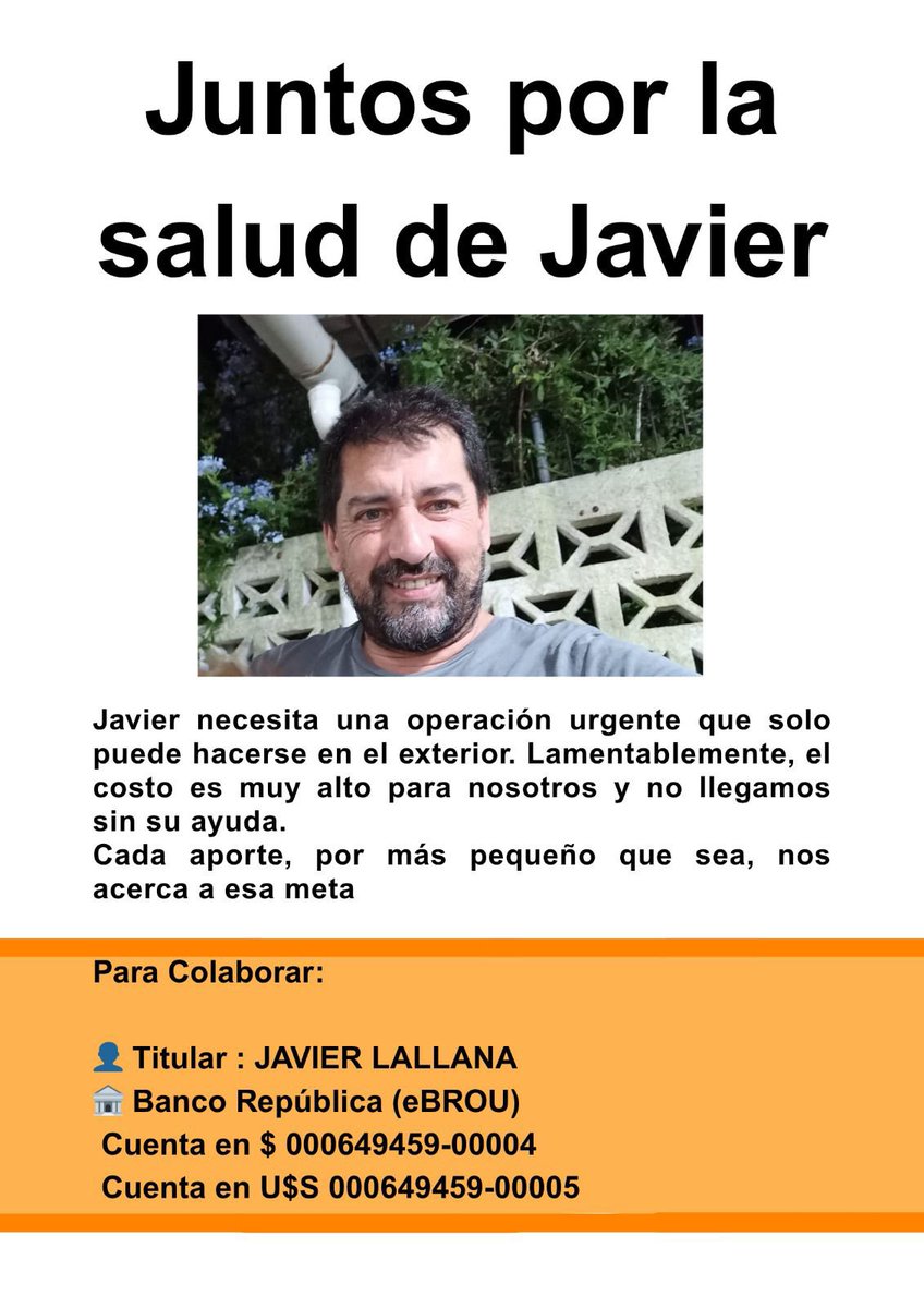 Es el padre de un amigo de mi hijo. Cualquier ayudita sirve. También pueden colaborar compartiendo la publicación. Desde ya, muchas gracias.