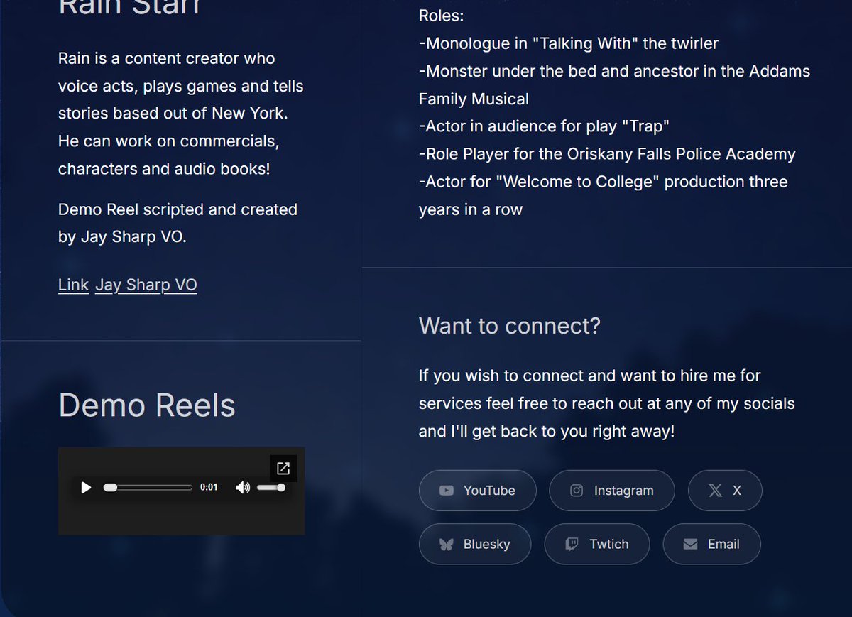 Rainer (Gen Zero Project Tsunami) (@rainerfalls) on Twitter photo ehehehehehehe
EHEHEHEHEHEHEEH
it'S HEREEEEE DEMO REEL IS HEREEEEE
<a href="/JSharp_VO/">Jay Sharp🎙️</a> and I have been COOKING for a HOT minute here and I cannot wait for you guys to hear how much Ive improved since 2023 it's crazy guys.
The official video for the reel will be out soon!! ehehehehehehe
EHEHEHEHEHEHEEH
it'S HEREEEEE DEMO REEL IS HEREEEEE
<a href="/JSharp_VO/">Jay Sharp🎙️</a> and I have been COOKING for a HOT minute here and I cannot wait for you guys to hear how much Ive improved since 2023 it's crazy guys.
The official video for the reel will be out soon!!
