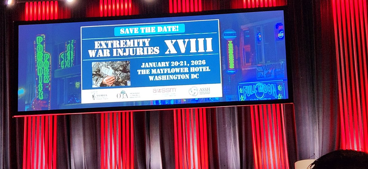RJuddRobinsMD's tweet image. As advertised at #AOSSM25 Annual Meeting, mark your calendars for EWI 18 Symposium 20-21 Jan 2026 in Washington DC @MilOrtho @aossm1972 @AAOS1 #ASSH