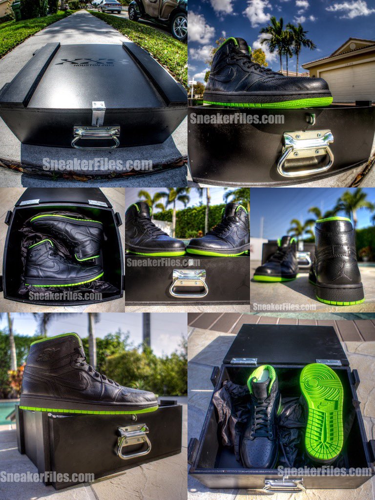 MrUnloved1s's tweet photo. Do you remember the campaign Jordan Brand had in 2013 using the Hastag #XX8DaysofFlight? If you took part in it, you had a chance of winning a very limited Black/Electric Green pair of Jordan’s. 1-28
The Jordan I XX8 Days of Flight features a predominate black soft leather upper with electric green highlights on the sole, liner and around the collar.
Each pair comes with a black wooden box that reads “XX8 Houston 2013”, but also comes with the original Jordan 1 box.
I missed the event and I’m still heated till this day. To me these are so dope, and it’s probably due to the green. These are my grails. 🥲.
Hope y’all have an amazing weekend!
The focus is love!