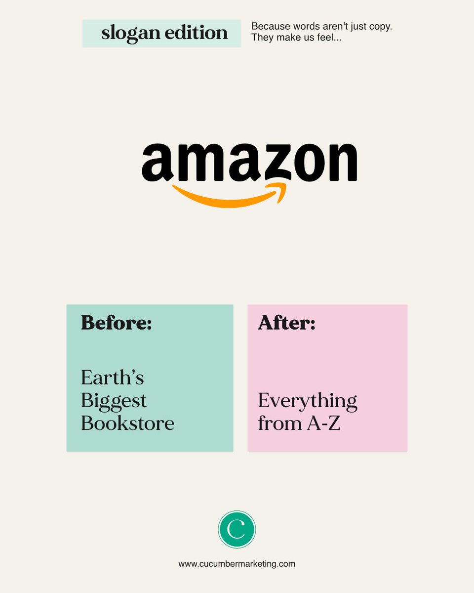 FRESH TAKE. // Started with books, now they ship everything. Including the feeling that you might be able to order your whole life. (Almost.)

Which one do you prefer? 

-- 
#marketing #business #wordsmatter #bcbusiness #growth