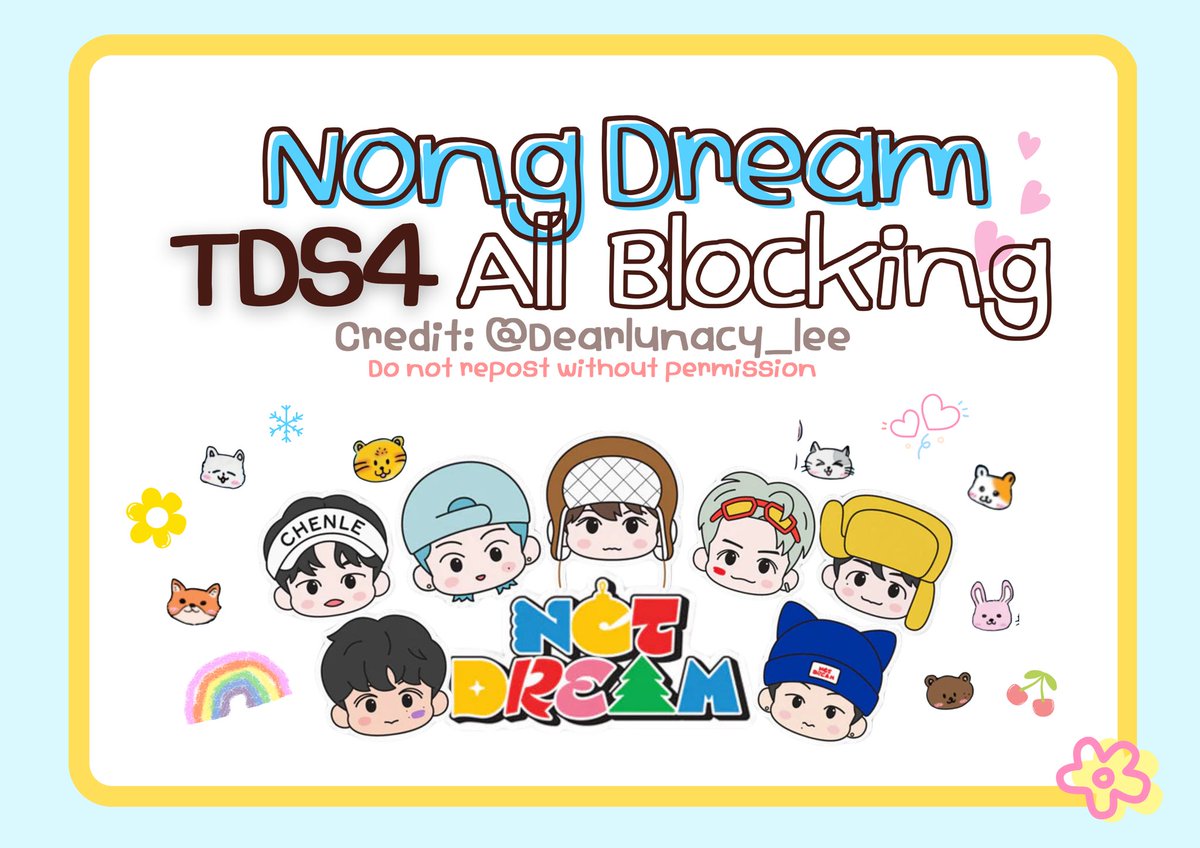 「 ✦  TDS4 Blocking A Thread ✦ 」
             ✨🐻🐯🐰🐶🐹🐬🦊✨

สารบัญบล็อกกิ้งทั้งแบบรวมทั้งวง และ แยกเมมเบอร์ จิ้มๆ เลยค่า   (˶ᵔ ᵕ ᵔ˶)₊˚⊹ᰔ  

Nong dream (All) 🩵
x.com/dearlunacy_lee…

🐻 Haechan 
x.com/dearlunacy_lee…

🐯 Mark
x.com/dearlunacy_lee…

🐰 Jaemin