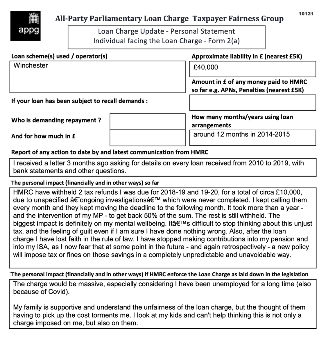 Loan Charge Impact (@lc_impact) on Twitter photo It’s difficult to stop thinking about this unjust tax, and the feeling of guilt even if I am sure I have done nothing wrong
After the loan charge I have lost faith in the rule of law
<a href="/loanchargeAPPG/">Loan Charge & Taxpayer Fairness APPG</a>
<a href="/loanchargeAPPG/">Loan Charge & Taxpayer Fairness APPG</a>
#LoanChargeScandal It’s difficult to stop thinking about this unjust tax, and the feeling of guilt even if I am sure I have done nothing wrong
After the loan charge I have lost faith in the rule of law
<a href="/loanchargeAPPG/">Loan Charge & Taxpayer Fairness APPG</a>
<a href="/loanchargeAPPG/">Loan Charge & Taxpayer Fairness APPG</a>
#LoanChargeScandal