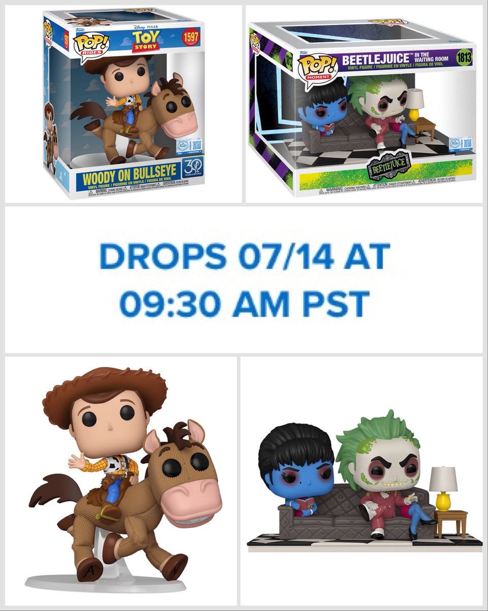 DisTrackers's tweet photo. Funko exclusive Woody &amp; Beetlejuice release on Monday!
.
https://t.co/77xemHEA3Q
.
#Ad #Disney #Pixar #ToyStory #Beetlejuice #Funko #FunkoPop #Collectibles #Collectible #FunkoPops #Collector #Toy #Toys #DisTrackers https://t.co/uymGThbWlZ