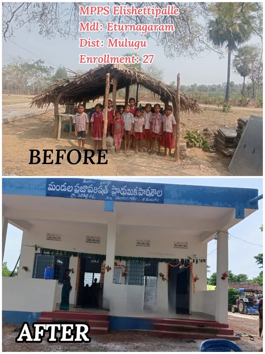 While some are busy with language politics, here’s what the Congress govt in Telangana is doing - building schools.

Top one - school in BRS regime.
Bottom one - School in Congress regime.