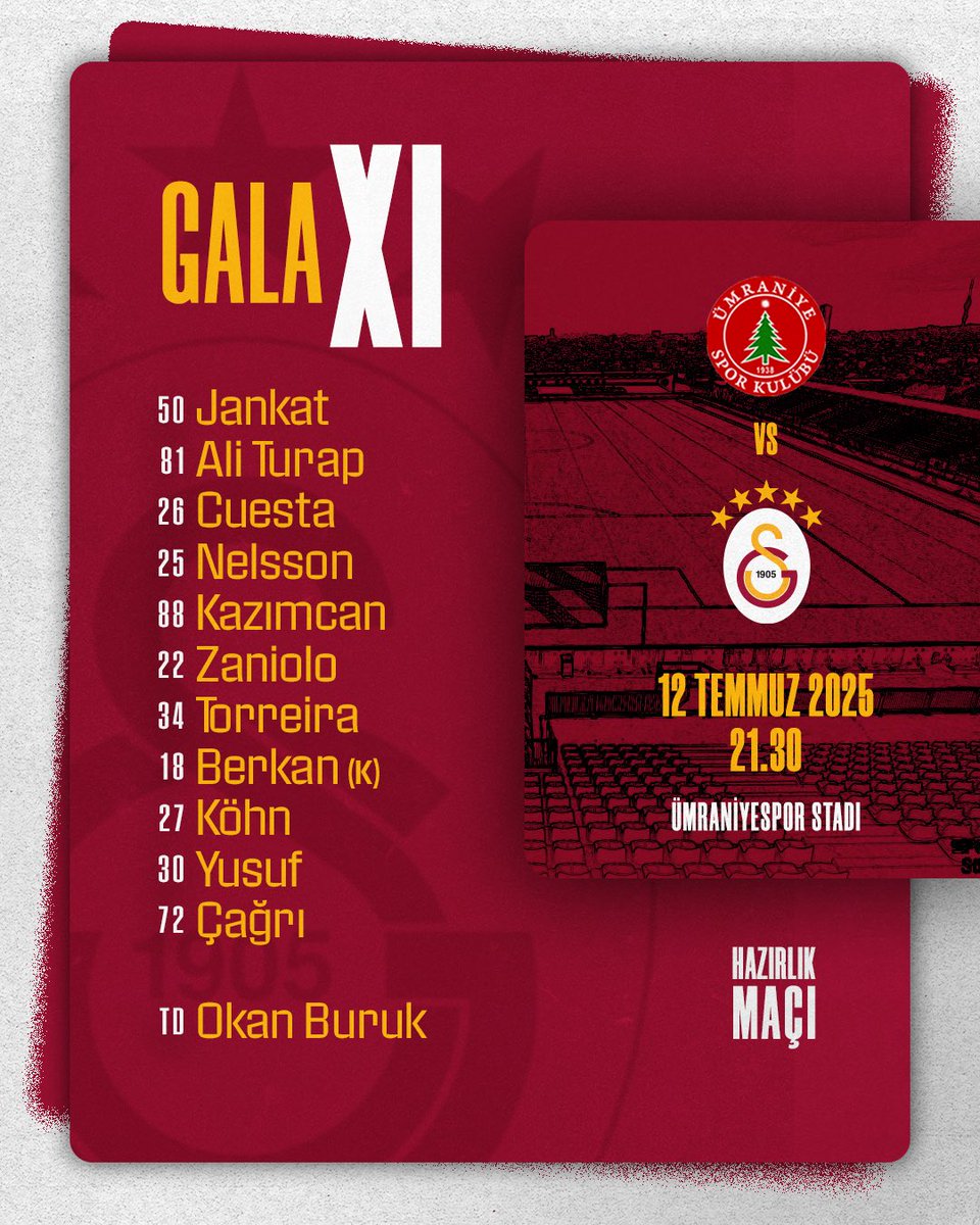 Ümraniyespor karşısında ilk 11'imiz 👇