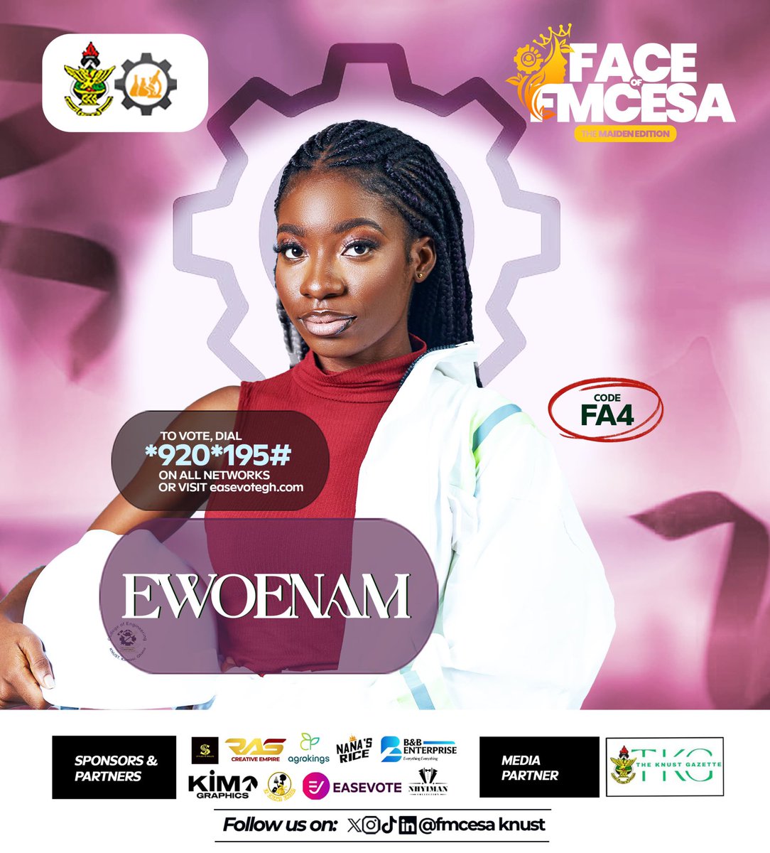 Meet EWOENAM

Vote for her using the code FA4