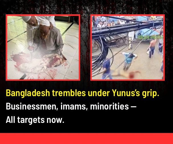 saddamhussainbd's tweet image. Bangladesh is bleeding as unchecked brutality spreads like wildfire under the shelter of BNP and its affiliate, Jubo Dal. From businessmen to imams, political rivals to minorities, no one is spared from the escalating brutality. Meanwhile, the fascist regime of Yunus sits idle,…