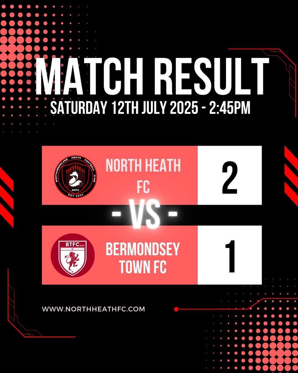 Northumberland Heath FC (@northheathfc) on Twitter photo Another pre season fixture complete.
A good run out against <a href="/Bermondseytown/">Bermondsey Town FC</a> best of luck with the your season lads.
Thanks to <a href="/BarryColwell6/">Barry Colwell</a> for super officiating.
We move on to a midweek fixture against <a href="/MetrogasFC/">Metrogas FC</a> followed up by a Saturday fixture against <a href="/longlanejfc/">Longlanejfc</a> Another pre season fixture complete.
A good run out against <a href="/Bermondseytown/">Bermondsey Town FC</a> best of luck with the your season lads.
Thanks to <a href="/BarryColwell6/">Barry Colwell</a> for super officiating.
We move on to a midweek fixture against <a href="/MetrogasFC/">Metrogas FC</a> followed up by a Saturday fixture against <a href="/longlanejfc/">Longlanejfc</a>