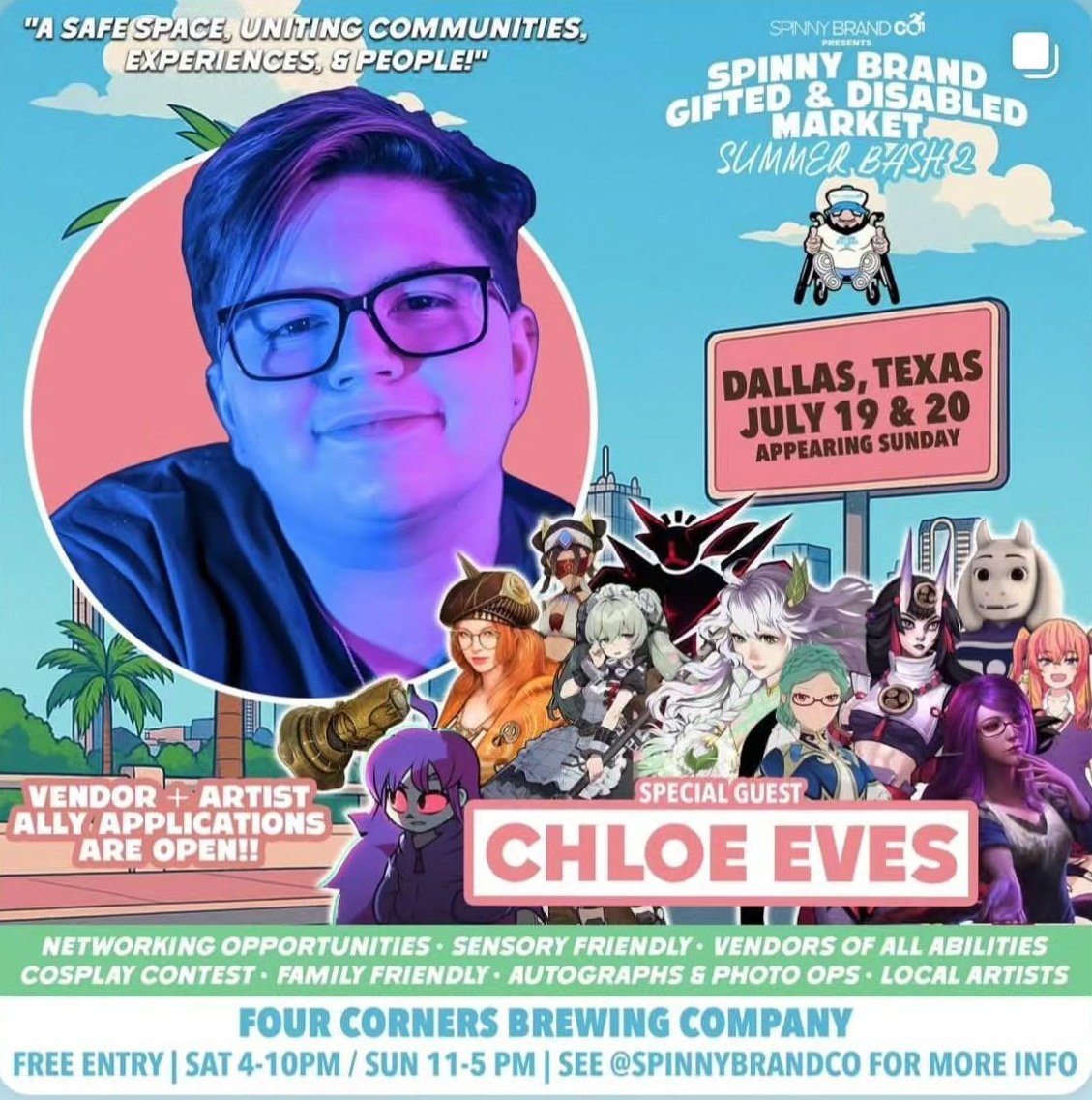 ChloeEvesVA's tweet image. 🚨FIRST US APPEARANCE 🚨
This has already been announced on Instagram but next Sunday July 20th, I'll be dropping by Spinny Brand Gifted & Disabled Market in Dallas TX!
Can't express how excited I am to be meeting y'all over in the US!