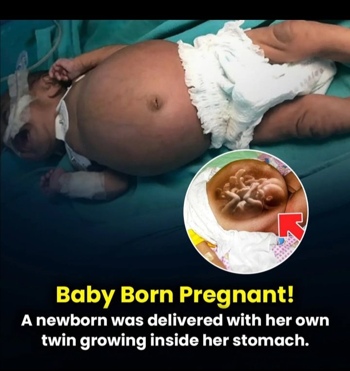 It is possible,it's called Fetus in fetu.This is a rare condition where a baby is born with its undeveloped twin growing inside its baby , usually in the stomach. It's not  alive and can be safely removed by surgery...😊