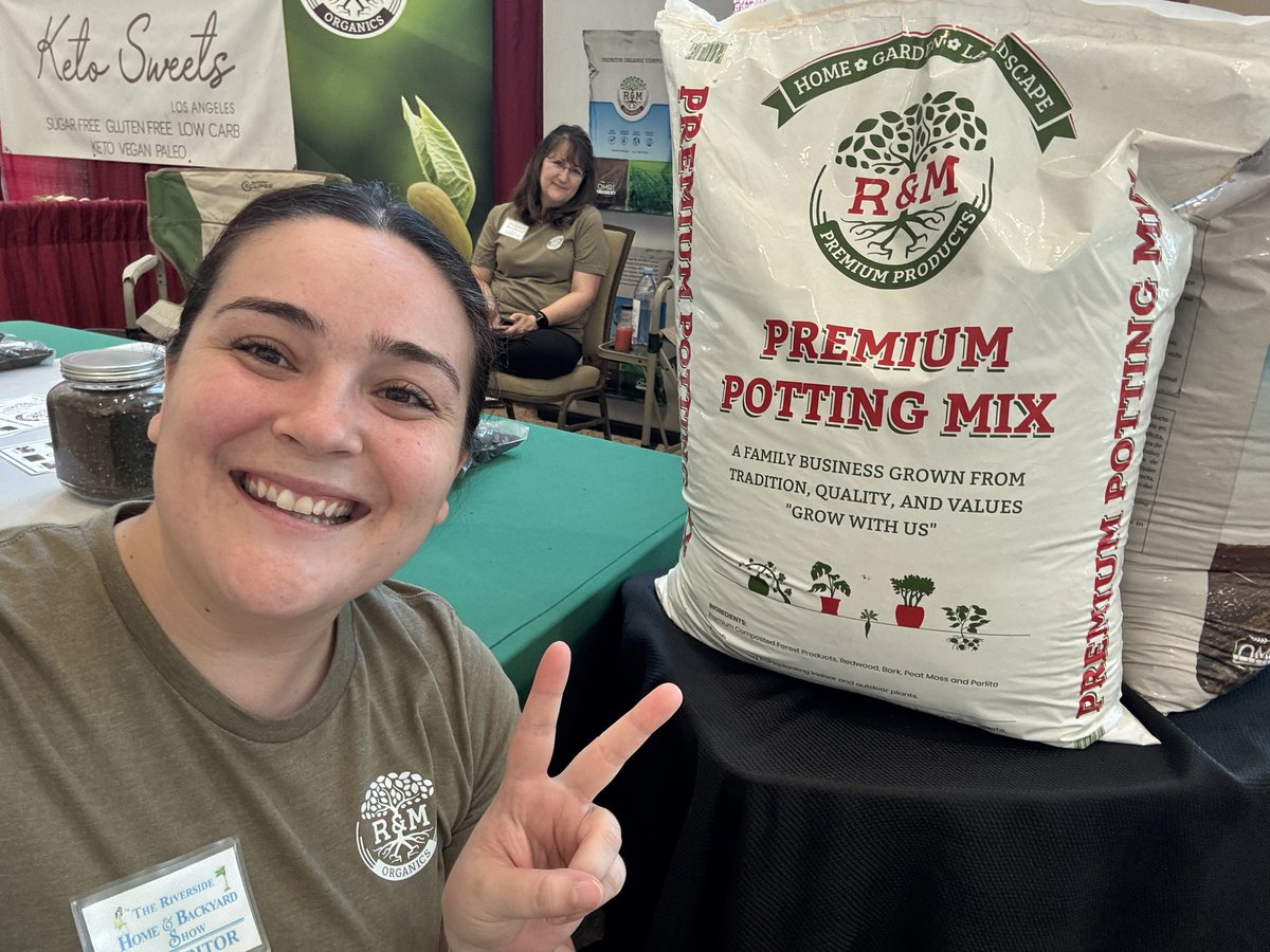 rmfarmservice's tweet photo. Day 2 of Riverside Home &amp; Backyard Show!! Come check out our brand new Potting Soil!! We hope to see you soon! #homeshowconsultants #compost #plants #organic #gardening #homeowners https://t.co/Lq2TDRtApY
