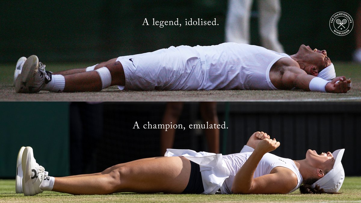 Wimbledon's tweet photo. Same end. Same celebration. Iga emulates her idol.

#Wimbledon https://t.co/4MBuYxSNuT