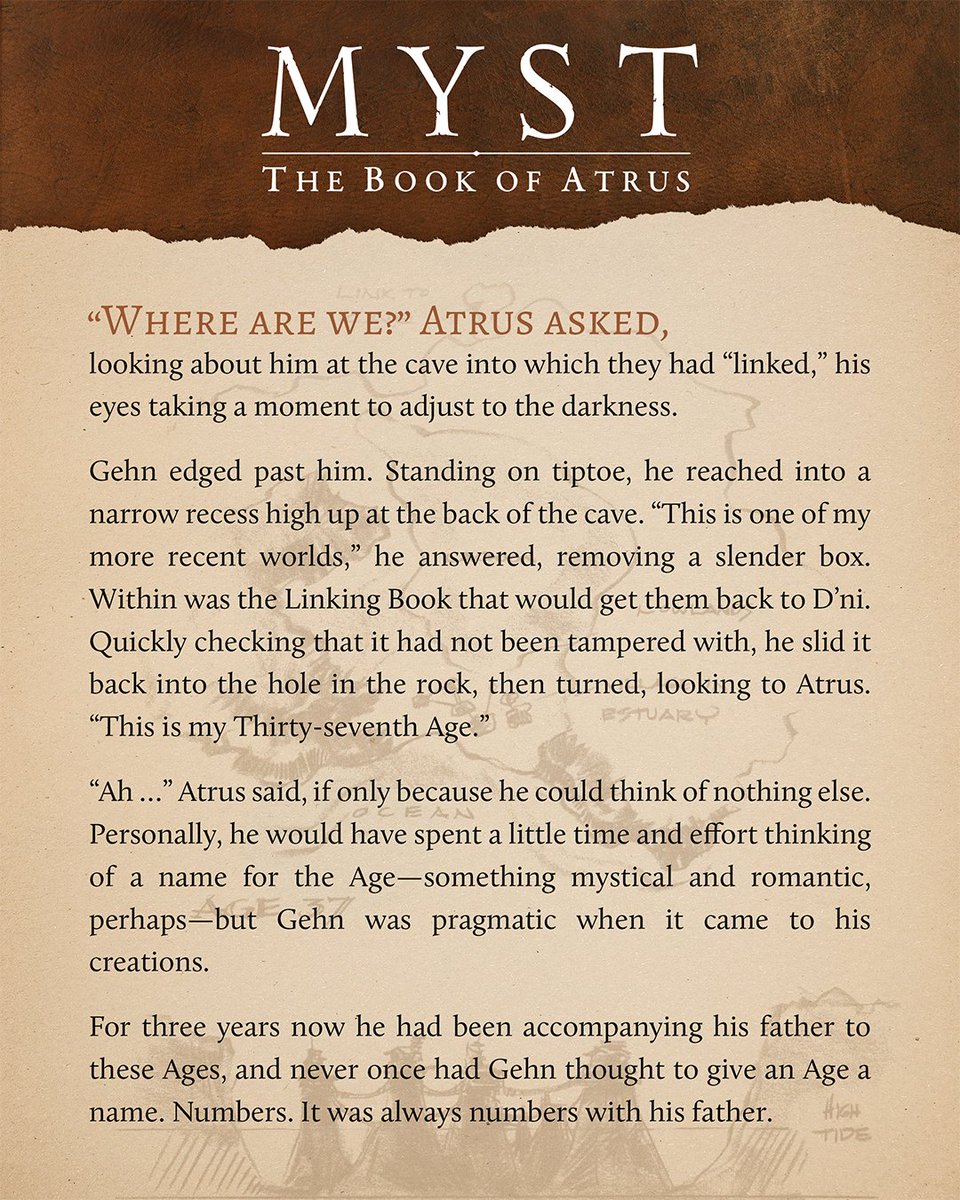 📖 Did you know? The last time all three Myst novels were available digitally was 2018.

Until now! 

Check out this excerpt from The Book of Atrus, and grab The Myst Trilogy omnibus eBook for the FIRST TIME EVER on Amazon Kindle and Apple Books!

Links below ⬇️
