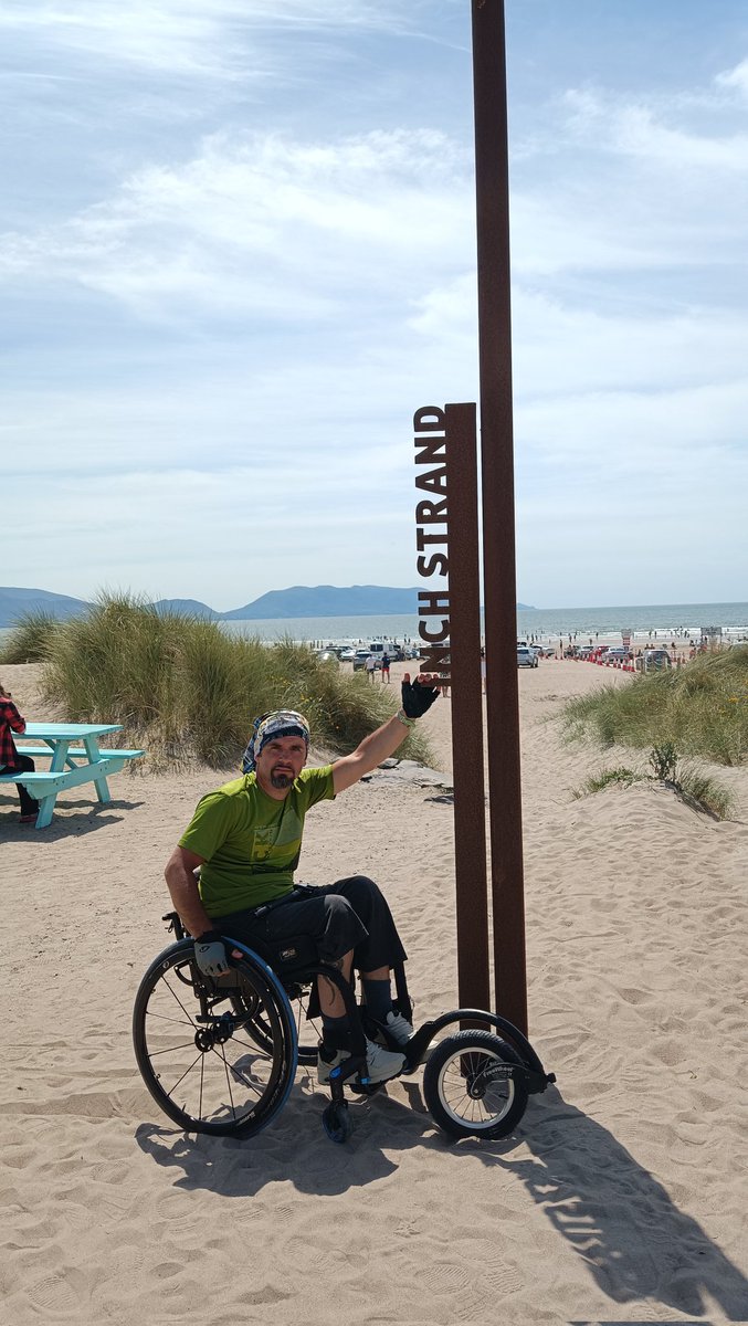 WheelchairTrave's tweet photo. The last of all four beach parkruns in Ireland ✅ 
It's the easiest one to do in a wheelchair (with a freewheel, at least!).
And with the weather like today (24°C at 9 AM!), it was super fun with the waves afterwards in hippocampe beach #wheelchair #InchBeach
Video to follow! https://t.co/ChPy0Ug4Lw