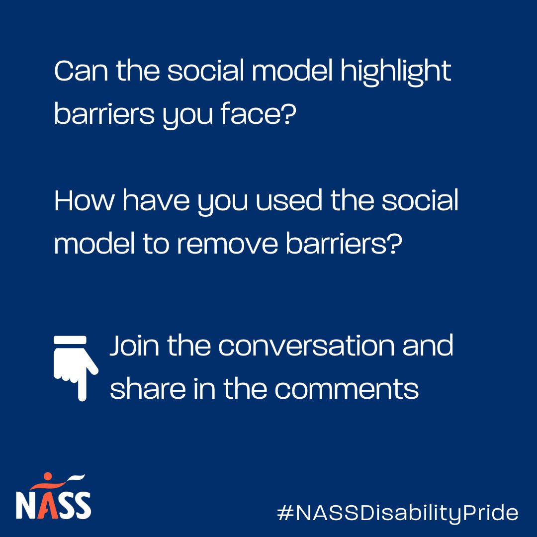 NASS (@nassexercise) on Twitter photo The social model of disability says it’s society, not our bodies, that disables us. Barriers, not impairments, are the real problem. This model has encouraged so many to push for change: buff.ly/a63wkr7 Share your experiences
#DisabilityPrideMonth #NASSDisabilityPride The social model of disability says it’s society, not our bodies, that disables us. Barriers, not impairments, are the real problem. This model has encouraged so many to push for change: buff.ly/a63wkr7 Share your experiences
#DisabilityPrideMonth #NASSDisabilityPride