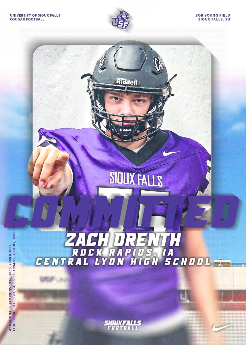 DrenthZach's tweet image. 100% Committed!!! Let’s goooo!!! @JimGlogowski @_Coach_McCall @CoachCapUSF @CLGLRFootball @CentralLyon @USFCougarsFB