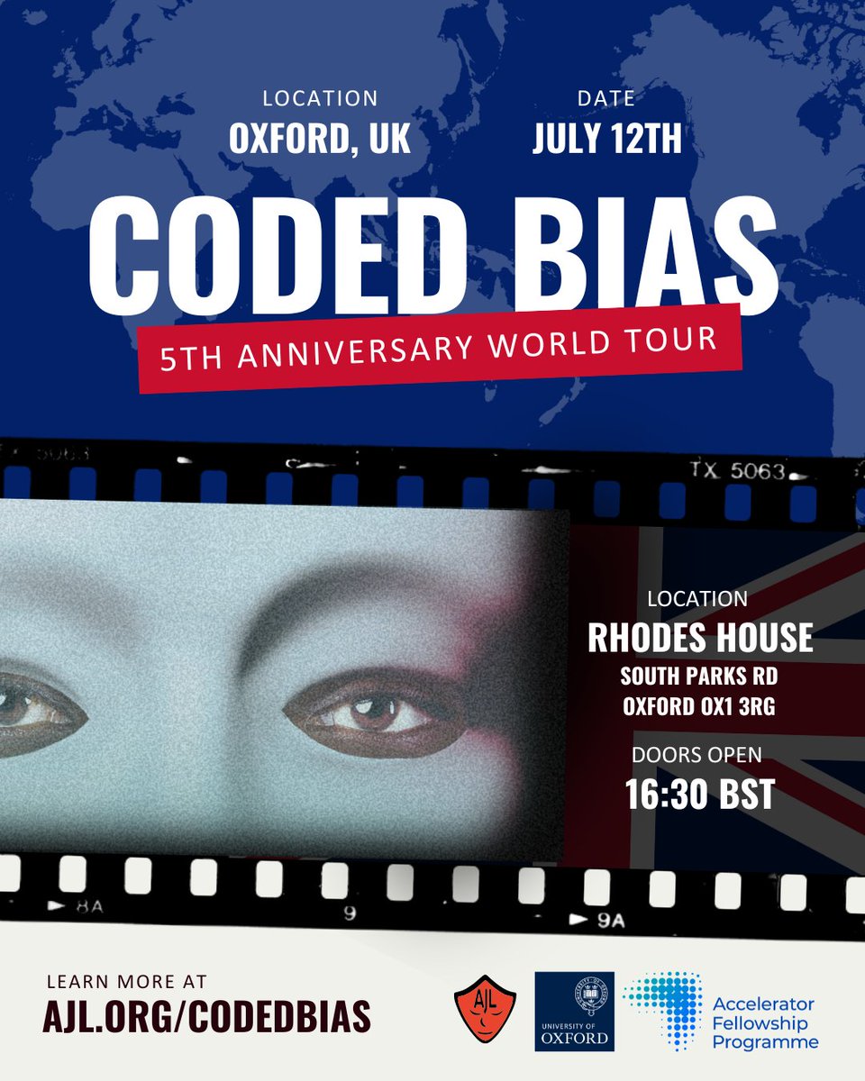Algorithmic Justice League (@ajlunited) on Twitter photo 🚨 HAPPENING NOW! #CodedBiasWorldTour hits Oxford, England! 🇬🇧
📍 Rhodes House, <a href="/UniofOxford/">University of Oxford</a>
🕐 Doors 16:30 BST
Join us for the award-winning documentary screening followed by panel discussion + Q&A with our incredible lineup:
🌟 AJL Founder Dr. Joy Buolamwini (<a href="/jovialjoy/">Dr. Joy Buolamwini</a>)
🌟 🚨 HAPPENING NOW! #CodedBiasWorldTour hits Oxford, England! 🇬🇧
📍 Rhodes House, <a href="/UniofOxford/">University of Oxford</a>
🕐 Doors 16:30 BST
Join us for the award-winning documentary screening followed by panel discussion + Q&A with our incredible lineup:
🌟 AJL Founder Dr. Joy Buolamwini (<a href="/jovialjoy/">Dr. Joy Buolamwini</a>)
🌟