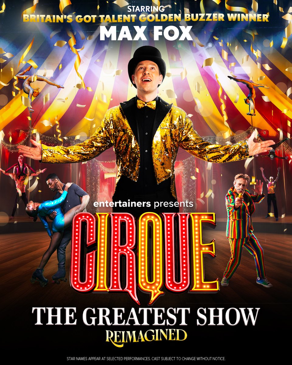 Less than 1 month until Cirque - The Greatest Show... REIMAGINED 🎪 🎈 

Max Fox, BGT's golden buzzer winner, stars alongside an array of vibrant vocalists and world-class performers for an unforgettable circus spectacular!

One night only | Wed 6 Aug 🌟 
atgtix.co/4kkvUUe