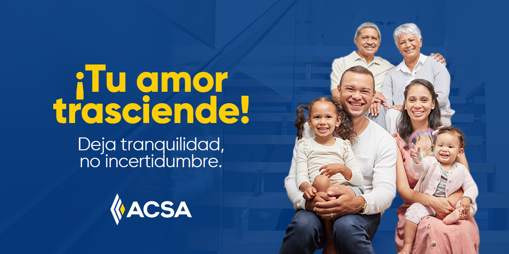 Seguridad para ti, respaldo para ellos🛡️
Con el seguro de vida de ACSA aseguras el bienestar de tus seres queridos. 

En caso de fallecimiento por accidente o enfermedad, tus beneficiarios recibirán la suma contratada.

💙 Conoce más y contrata en: acsa.sv
