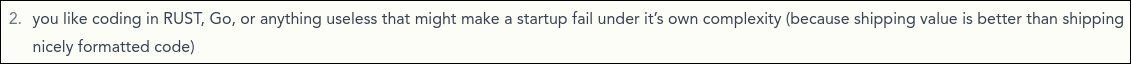 runtime_error03's tweet image. Just found this in a job&apos;s &quot;not for you&quot; section. I love #golang  and I&apos;ve used it a looot, and is definitely one of the languages with best developer productivity for me. do you guys think golang is useless complexity? #developer #TechOpinions