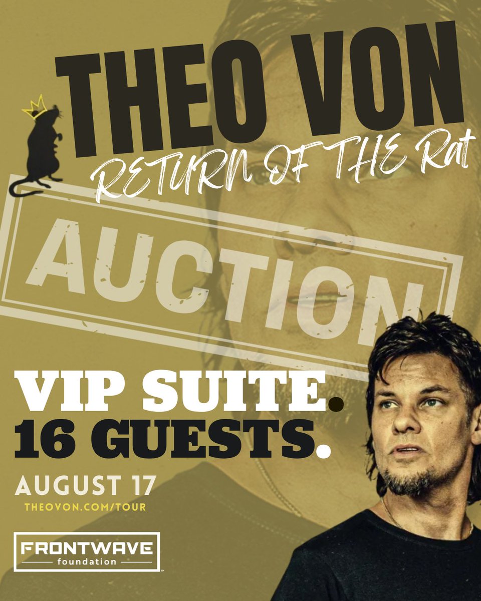 🎤 Bid now for a VIP suite at <a href="/FrontwaveArena/">Frontwave Arena</a> for Theo Von’s Return of the Rat Tour on Aug 17!

Proceeds benefit Frontwave Foundation!
🔗 hubs.li/Q03wkPrX0

#BidForACause #TheoVon #FrontwaveFoundation #OceansideEvents