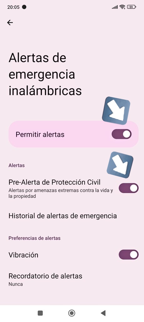 AnaHachez's tweet photo. @LailaChariot @emergenciescat Emergencias y seguridad > Alertas de emergencias inalámbricas > Permitir alertas. Desactiva esa opción. Esto en Android. En iPhone será diferente. https://t.co/ZeY8Tx8G90
