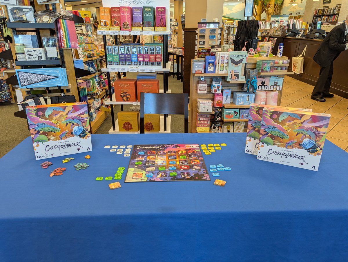 drewstees's tweet image. 🎲 Stop by Barnes &amp;amp; Noble in Lancaster, PA for a demo of Cosmolancer! 🎲 Running today until 4:30pm. Simple rules but lots to consider in this interactive tile laying game from designer Reiner Knizia...plus psychedelic space whales!!! 🚀🐋

#boardgames
@AvalonHill
@DexEnvoy