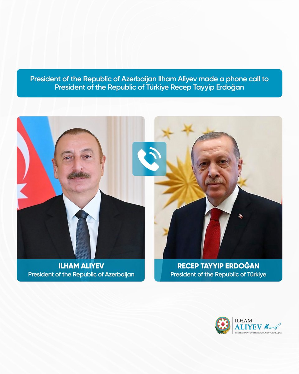 President of the Republic of Azerbaijan Ilham Aliyev made a phone call to President of the Republic of Türkiye Recep Tayyip Erdoğan.

president.az/en/articles/vi…