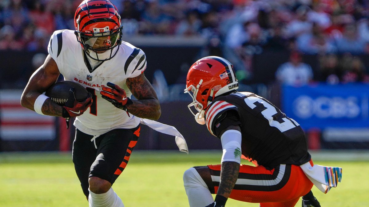nflrums's tweet photo. 🚨🚨 TRENDING  

#Bengals Ja'Marr Chase calls #Browns Denzel Ward the BEST CORNER he has faced in the #NFL