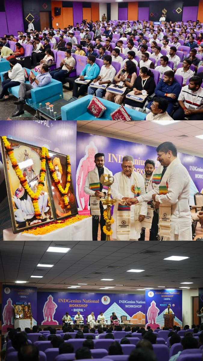 Talk_Priyanshu's tweet photo. The prestigious INDGenius National Workshop 2025, held on the 12th and 13th of July at Jagran Lakecity University, Bhopal, commenced with an auspicious inaugural ceremony!✨🤍💐🙌🏻
#INDGenius #NationalWorkshop #Bhopal #MadhyaPradesh @ABVPVoice https://t.co/YcQydYOy35