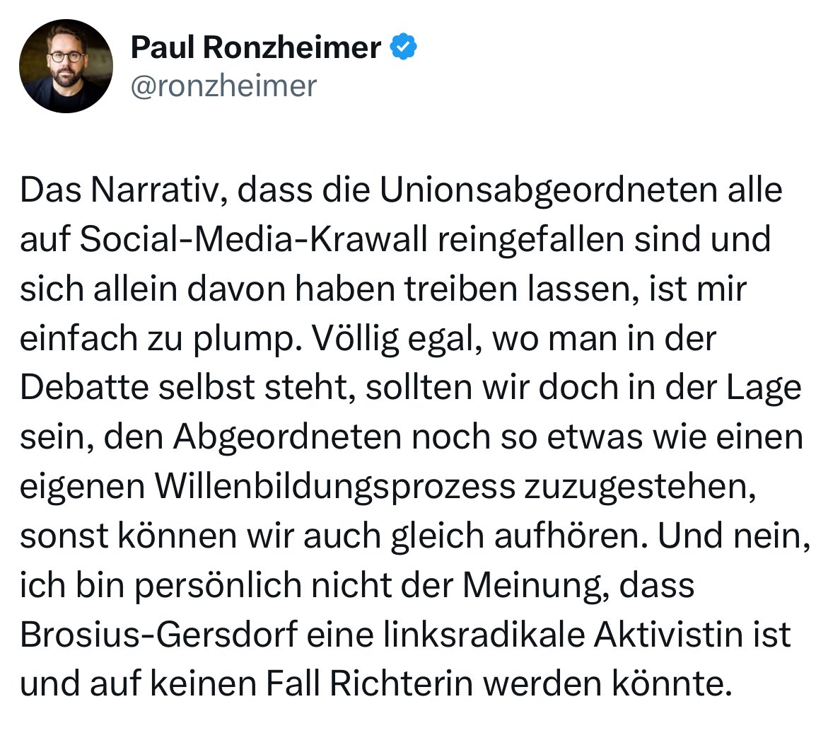 Im Politischen ist so gut wie nichts monokausal. 

Selbstverständlich haben sich die betreffenden Unions-Abgeordneten nicht allein vom Social-Media-Krawall treiben lassen. 

Und dennoch hat dieser zur Eskalationsdynamik einen Beitrag geleistet.