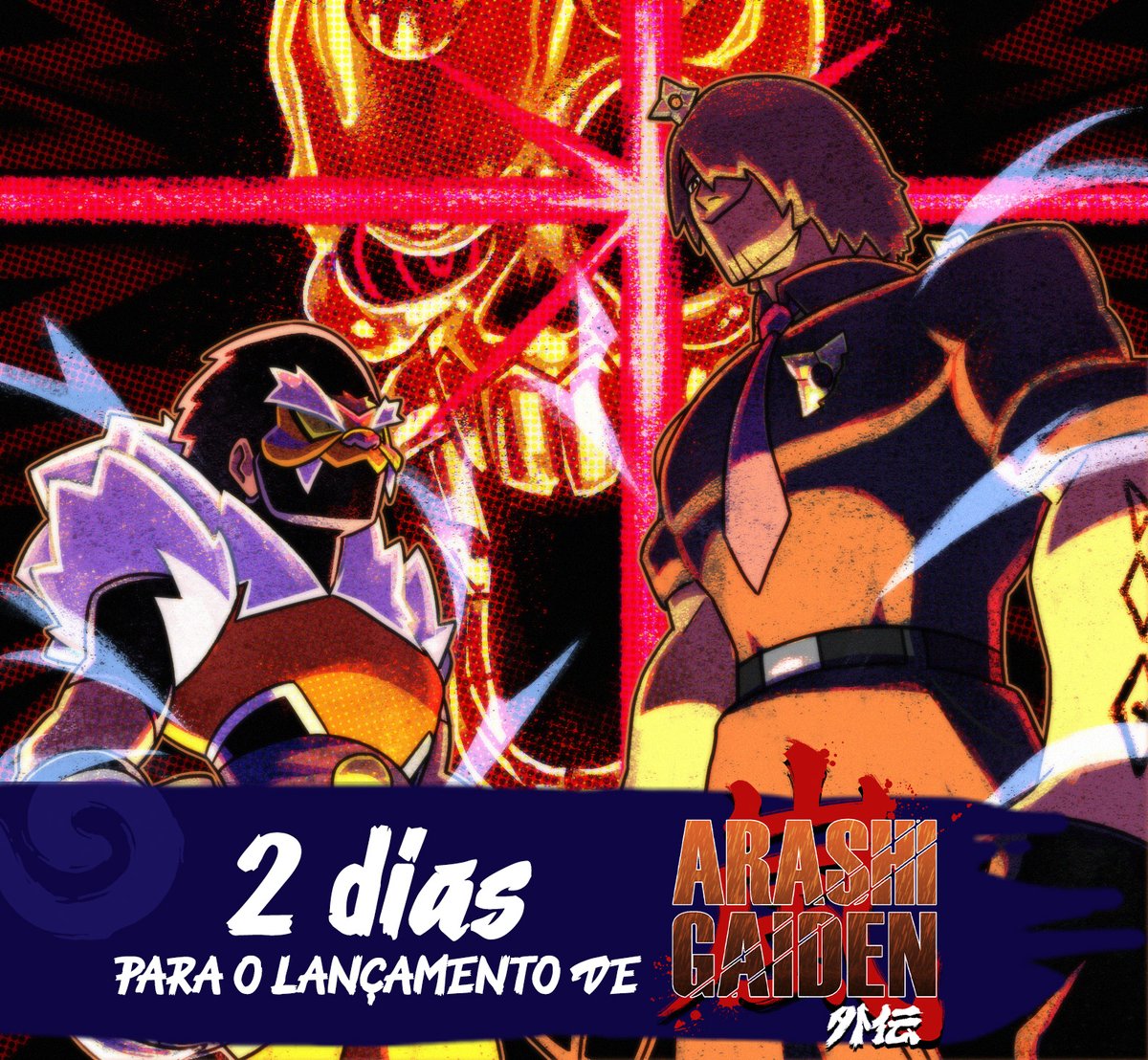 🇧🇷 DOIS! NÃO MAIS QUE DOIS!
Faltam apenas DOIS DIAS para o lançamento de Arashi Gaiden!
-----
🇺🇸 TWO! NO MORE THAN TWO!
Only TWO DAYS left until Arashi Gaiden's release!

Wishlist: store.steampowered.com/app/3040170 #ArashiGaiden #indiegame #pixelart #ドット絵