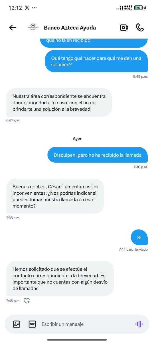 cesar2594twitte's tweet photo. @RicardoBSalinas Buenos días, esperando qué esté bien, solicite la ayuda de @BancoAzteca y me dicen qué me van a marcar pero no he recibido nada de llamadas y estoy preocupado por la situación. https://t.co/WmLJcD0mMP