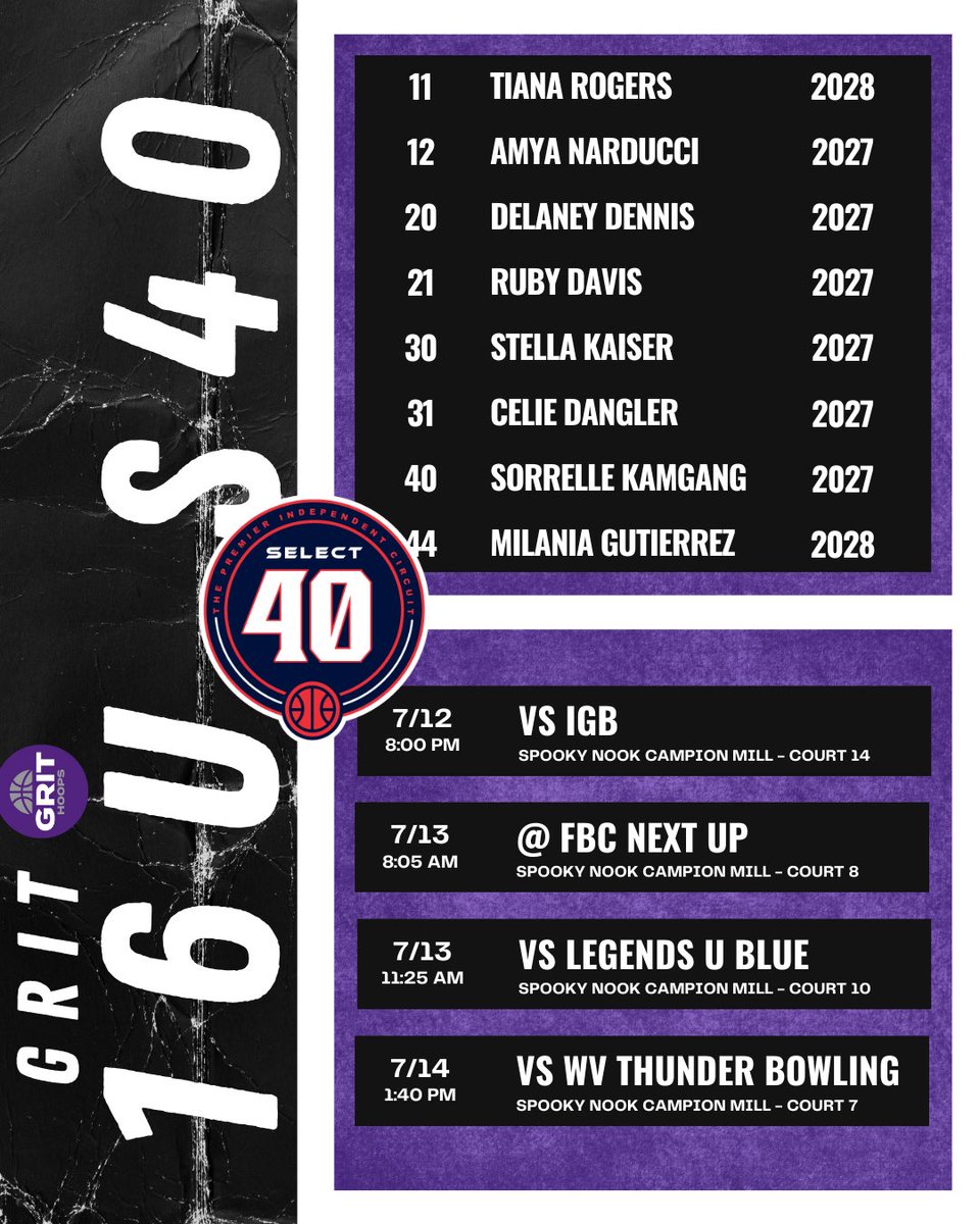 GRIT (@grithoops) on Twitter photo ‼️SELECT 40 16U SCHEDULE‼️
• All teams playing at Spooky Nook Champion Mill 🏀
• College Coaches please reach out with any questions - grithoopsclub@gmail.com 📧
LET’S HOOP 🙌
#GRIT ‼️SELECT 40 16U SCHEDULE‼️
• All teams playing at Spooky Nook Champion Mill 🏀
• College Coaches please reach out with any questions - grithoopsclub@gmail.com 📧
LET’S HOOP 🙌
#GRIT