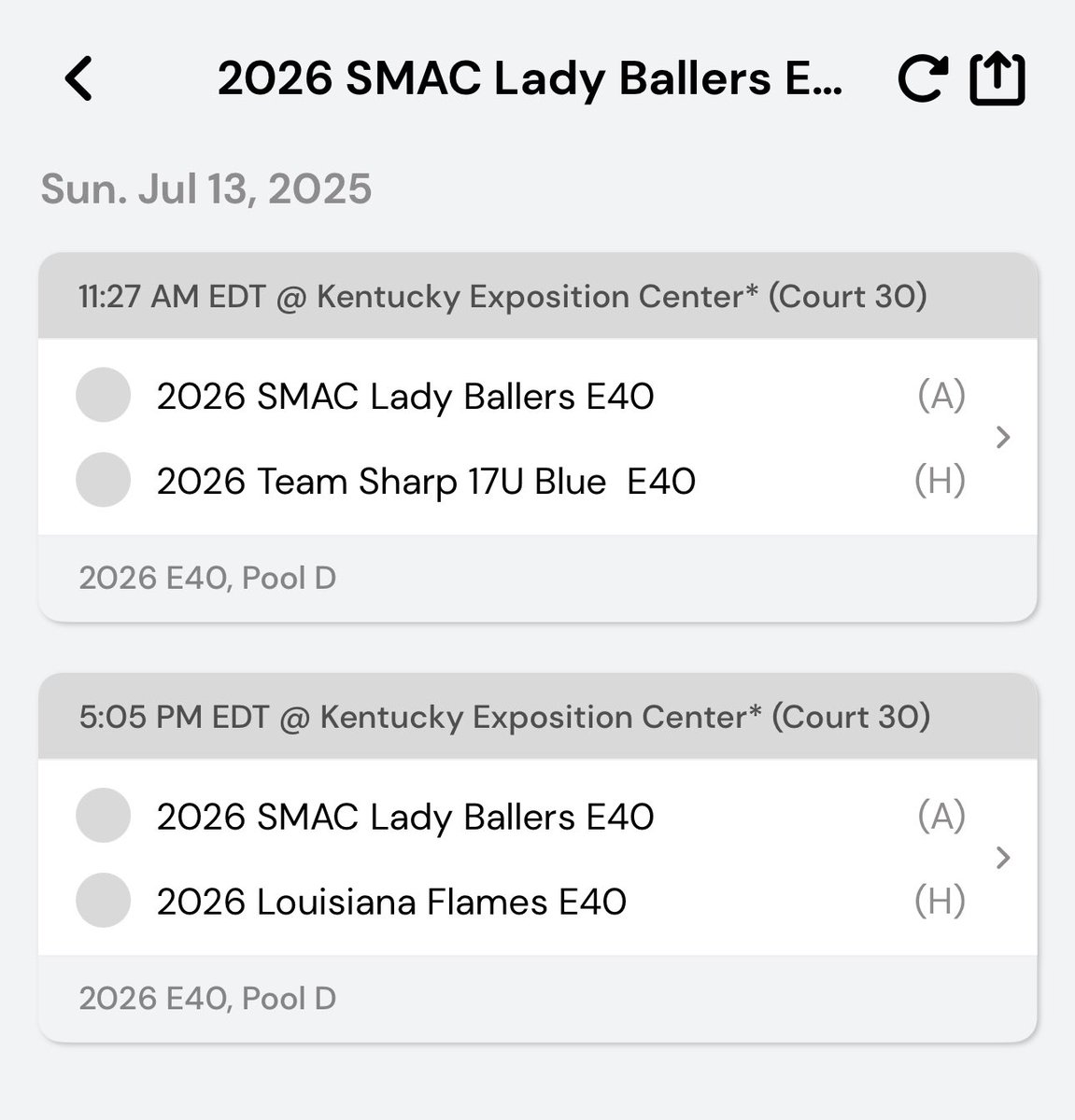 jessessimon's tweet image. My schedule for Run for the Roses Championship @SMACBasketball @Elite40League @TFNsRun4Roses
