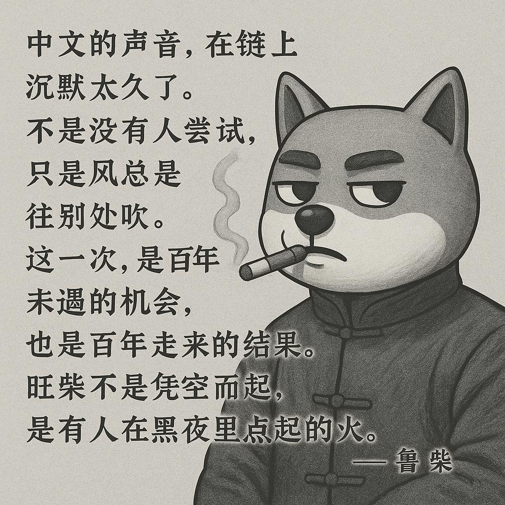 中文的声音，在链上沉默太久了
不是没有人尝试，只是风总是往别处吹
这一次，是百年未遇的机会，也是百年走出来的结果
旺柴不是凭空而起，是有人在黑夜里点起的火
——鲁柴