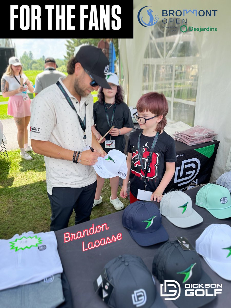 Dickson Golf (@dicksongolf) on Twitter photo Always time for the fans! Toujours du temps pour les fans! #BrandonLacasse
<a href="/BromontOpen/">Bromont Open présenté par Desjardins</a> <a href="/PGATOURAmericas/">PGA TOUR Americas</a> #golfchateaubromont
#dicksongolf #dg #teamdickson #dicksonfam #pgatouramericas #bromontopen #golfchateaubromont #proudpartner Always time for the fans! Toujours du temps pour les fans! #BrandonLacasse
<a href="/BromontOpen/">Bromont Open présenté par Desjardins</a> <a href="/PGATOURAmericas/">PGA TOUR Americas</a> #golfchateaubromont
#dicksongolf #dg #teamdickson #dicksonfam #pgatouramericas #bromontopen #golfchateaubromont #proudpartner
