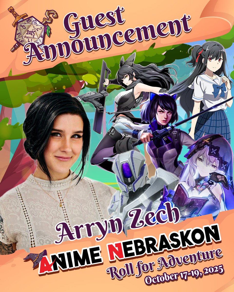 We’re excited to announce that Arryn Zech, the talented voice of Blake in RWBY and a talented singer, will be joining us as a guest at Anime NebrasKon! Don’t miss the chance to meet her and experience her amazing work. We can’t wait to see you there!