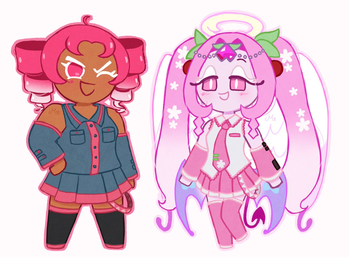 amitylovemail's tweet photo. now the world gets to see them as sakura miku and teto #CRK #cookierunkingdom #eternalholly #hollysugar https://t.co/pwSPFktcbR