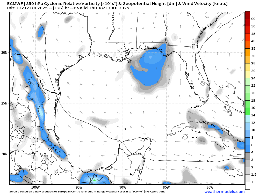 AndyHazelton's tweet photo. Small low-shear window in the northern Gulf next week that could allow something to try to form along a stalled front. Seems unlikely we'll get anything strong out of this, but a brief TD/TS seems possible. NHC currently giving it a 20% chance of development. The next name on the list is #Dexter.