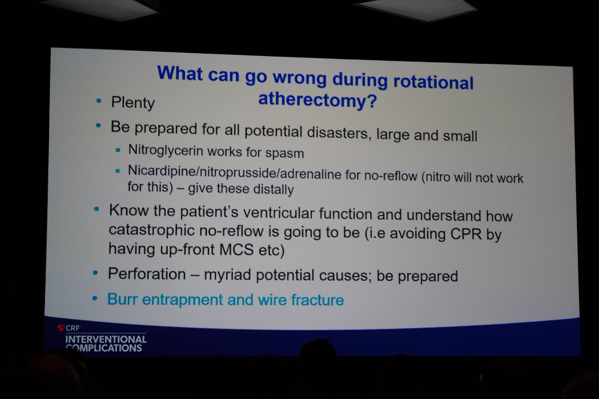 HassanOgran's tweet photo. ⚠️ Rota Complications – Be Prepared #CompCourse2025:
• Spasm → Nitro
• No-reflow → Nitroprusside, nicardipine, adrenaline
• Burr entrapment →
- Balloon alongside
- Cap crush technique
- Guide extension over burr
• Wire fracture → Controlled retrieval https://t.co/rbm7Kj9mUa