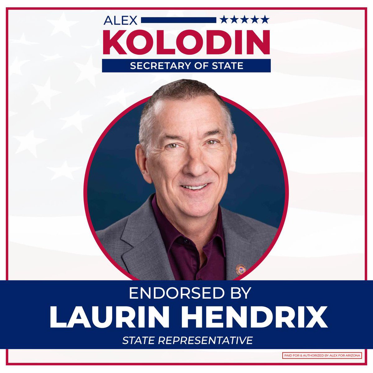 realAlexKolodin's tweet image. 🚨ENDORSEMENT ALERT
I'm proud to announce that Representative Laurin Hendrix has endorsed me to be Arizona’s next Secretary of State!
Rep. Hendrix is a leader and fearless conservative at the Capitol. I’m thrilled to have his support!
STATEMENT FROM REP. HENDRIX:
As Chair of…